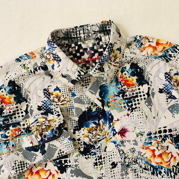 Robert Graham Men's Size Large Floral Geometric Button Up Shirt - Picture 1 of 7